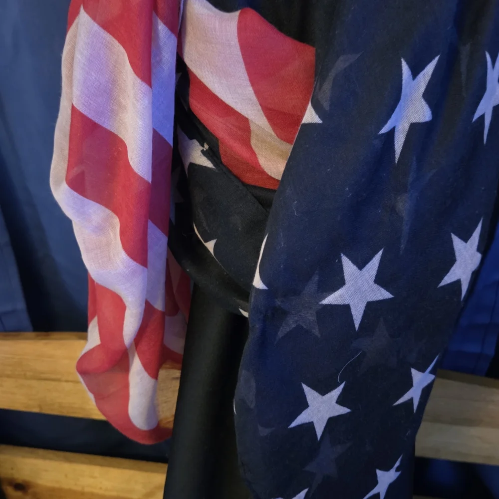 American Flag Scarf Wrap USA 250th Birthday Patriotic Stars & Stripes